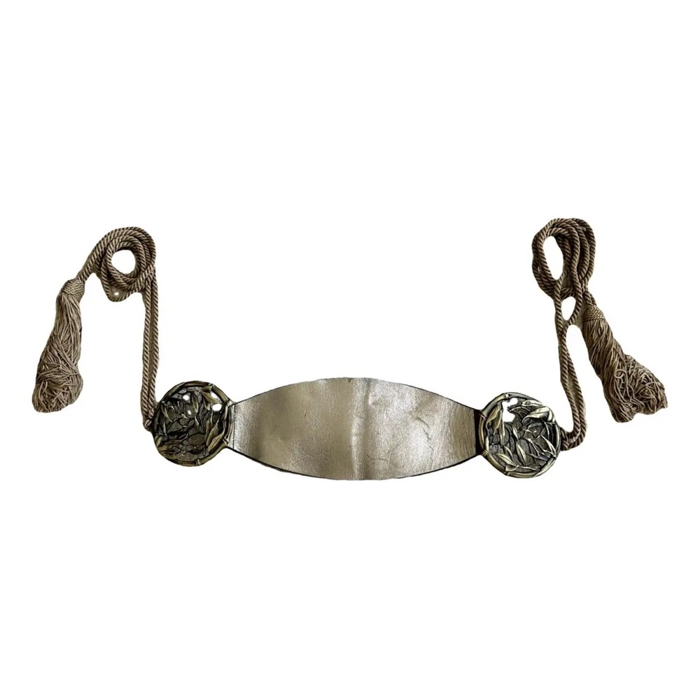 Rare Vintage Valentino Garavani Metallic Roman Style Leather Silk Fabric Belt